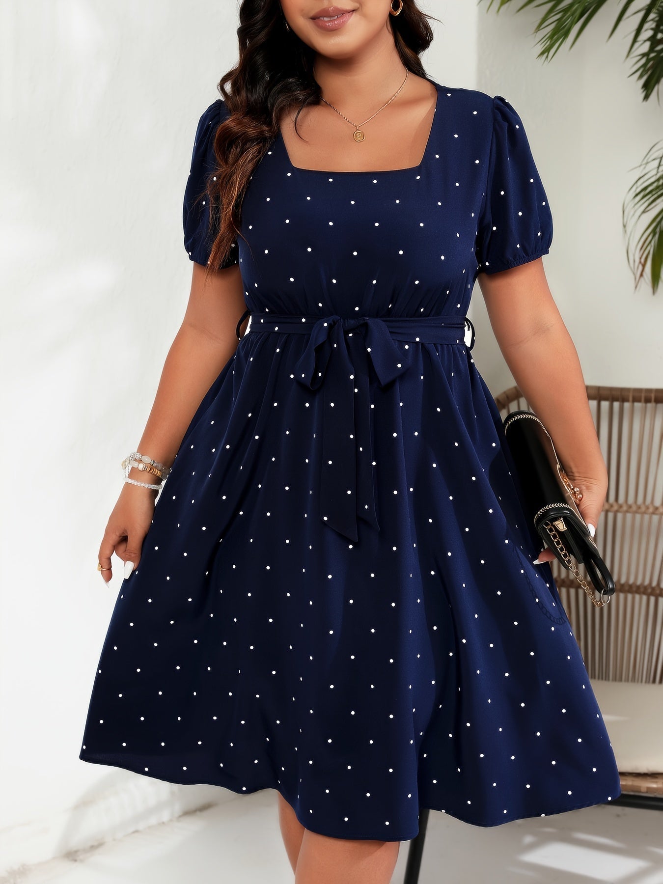 Maya | Chic Plus Size Polka Dot Print Dress