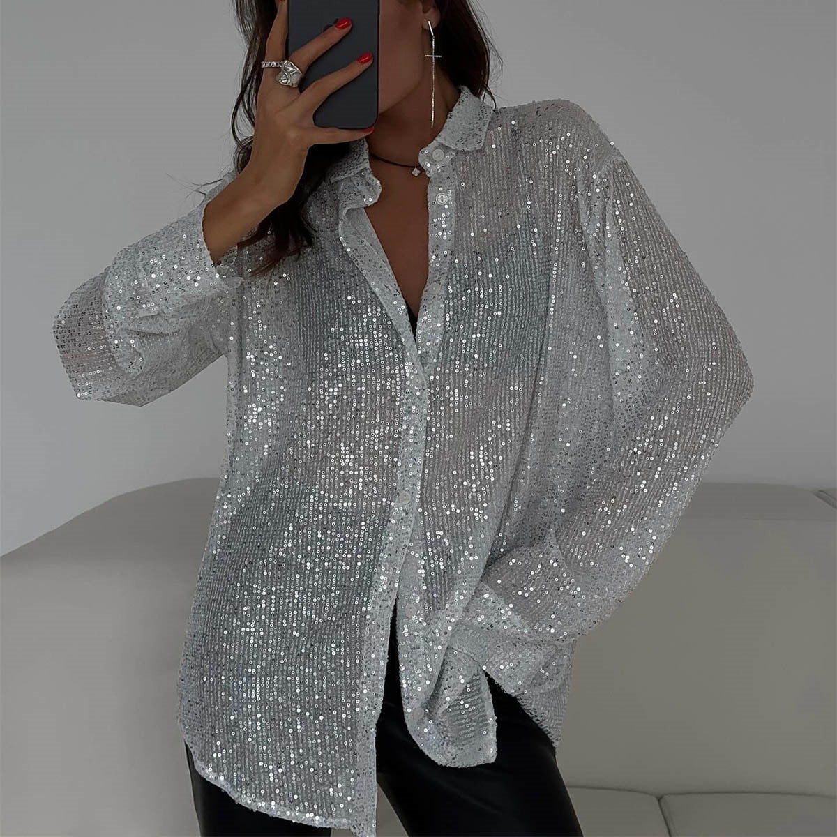 Brisa - Shiny shirt with sequins for summer