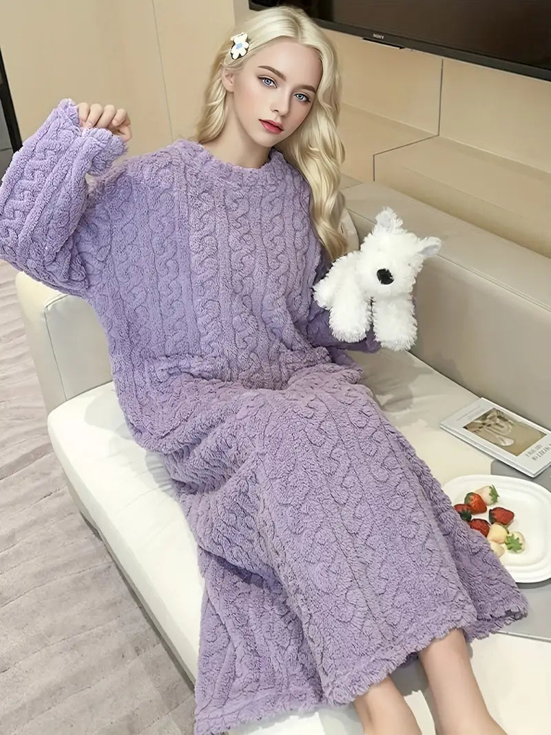 Abigail - Jacquard Soft Fleece Winter Dress