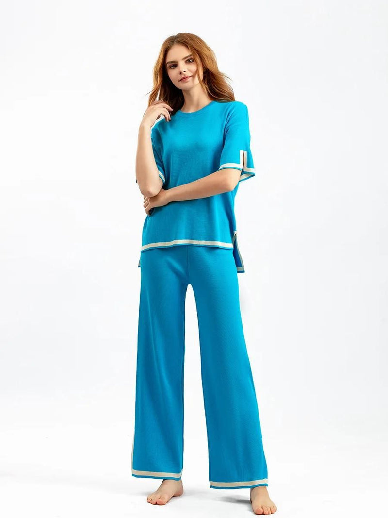 Charlotte - Elegant Ice Short Sleeve Co-Ord Set