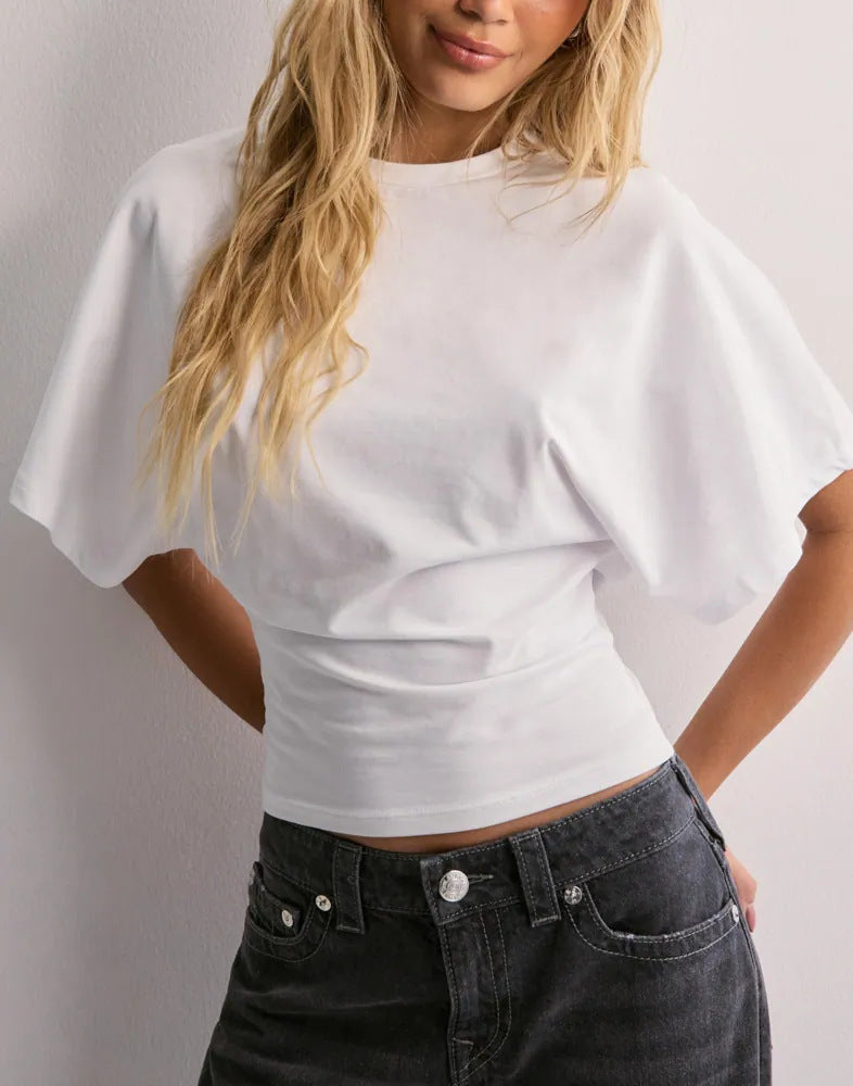 Paula - Basic top with wide sleeves and adjustable waist
