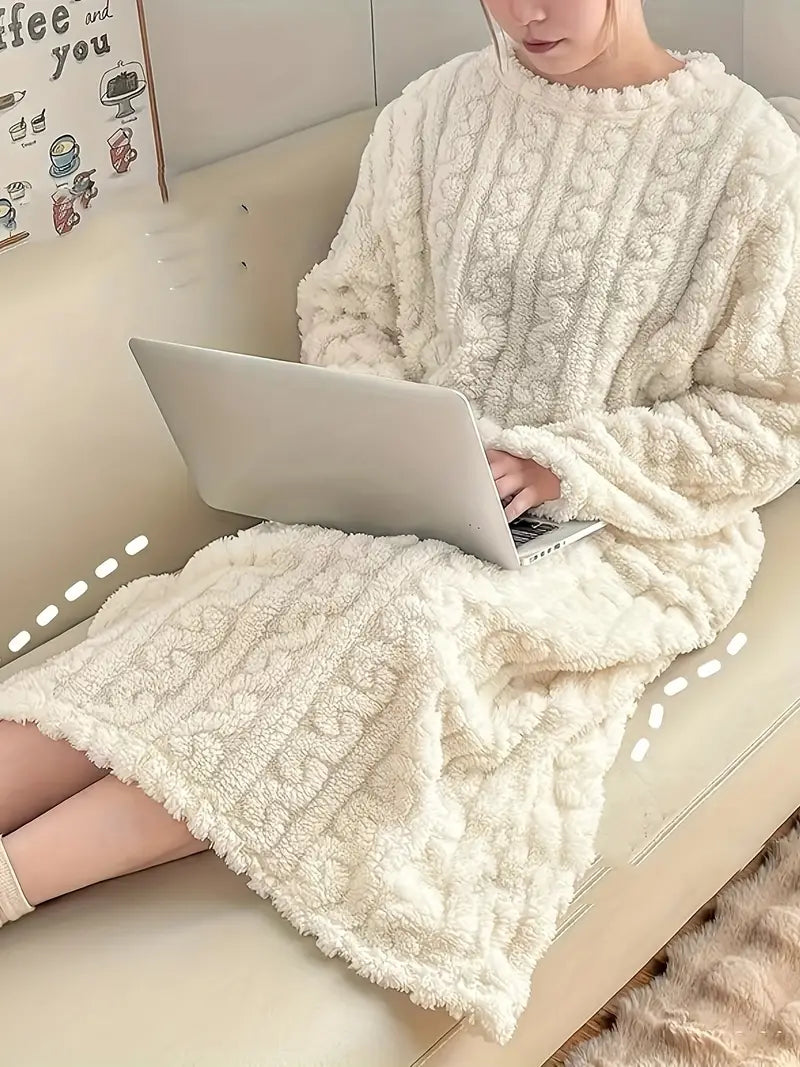 Abigail - Jacquard Soft Fleece Winter Dress