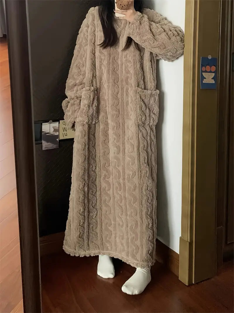 Abigail - Jacquard Soft Fleece Winter Dress