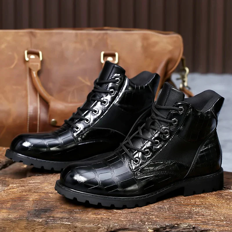 Isaac - Stylish Crocodile Chelsea Boots