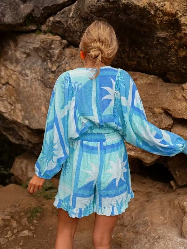 Flowy Floral Patterned Comfortable Fit Set