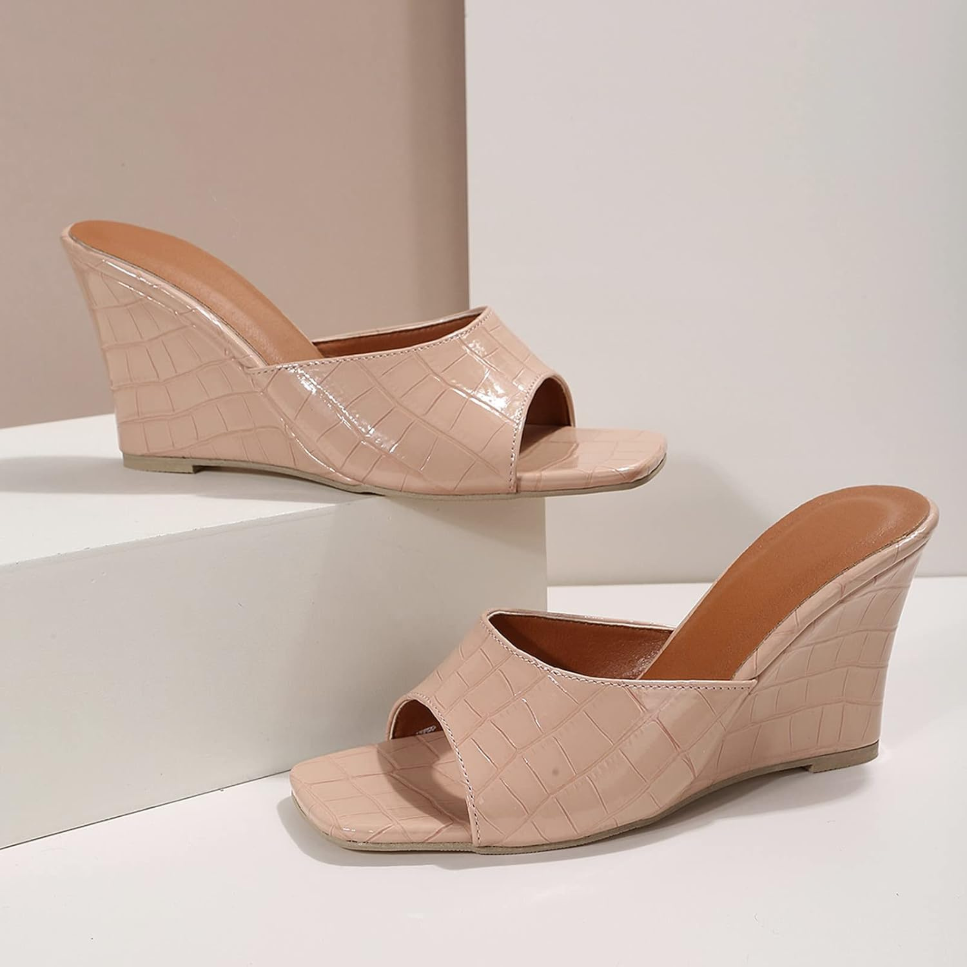 Monroe Faux Snake Leather Wedges
