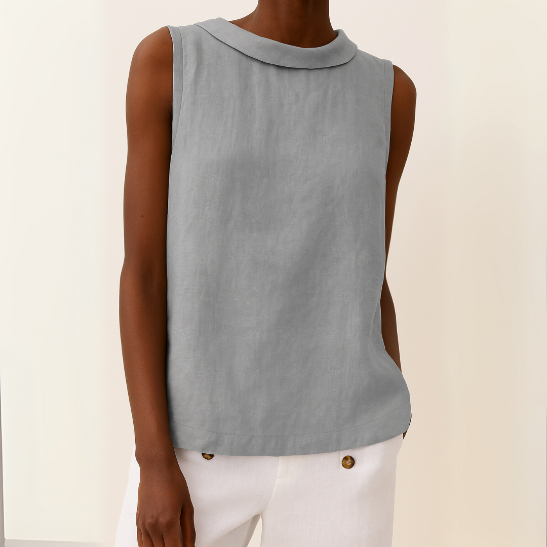 Maria | Sleeveless Roll Collar Top