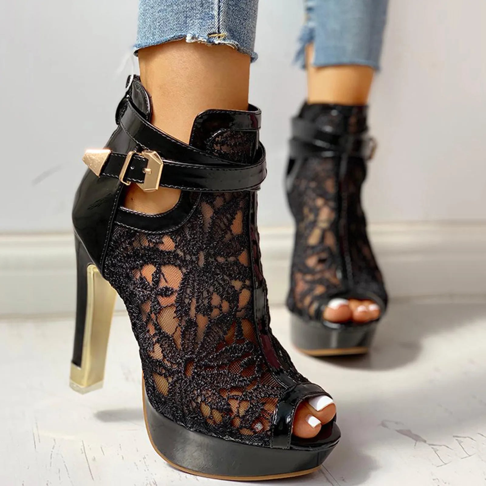 Estelle Mesh Bloom Heels