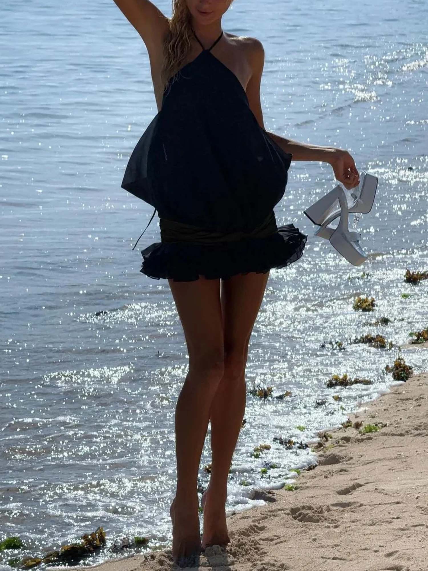 Hailey Bubble Mini Dress with Ruffled Hem