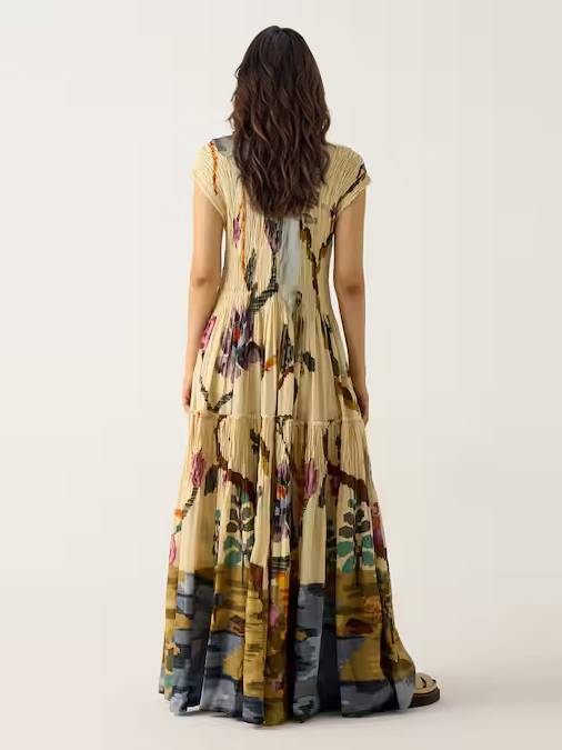 Poco Pleated Print Maxi Dress