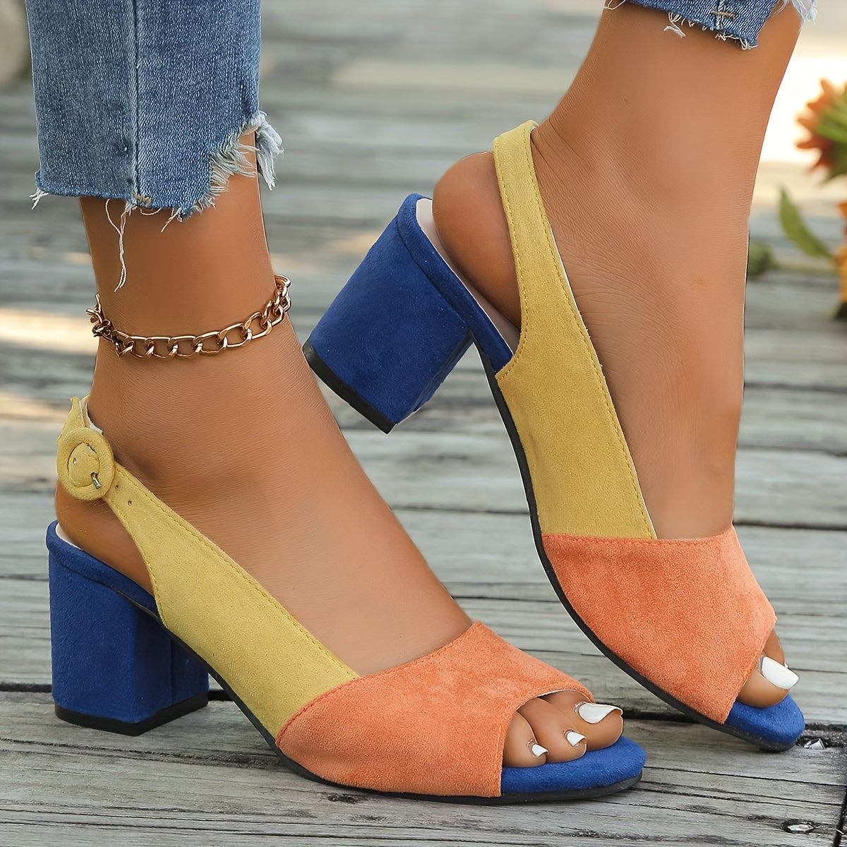 Zuri Colorblock Slingback Heels