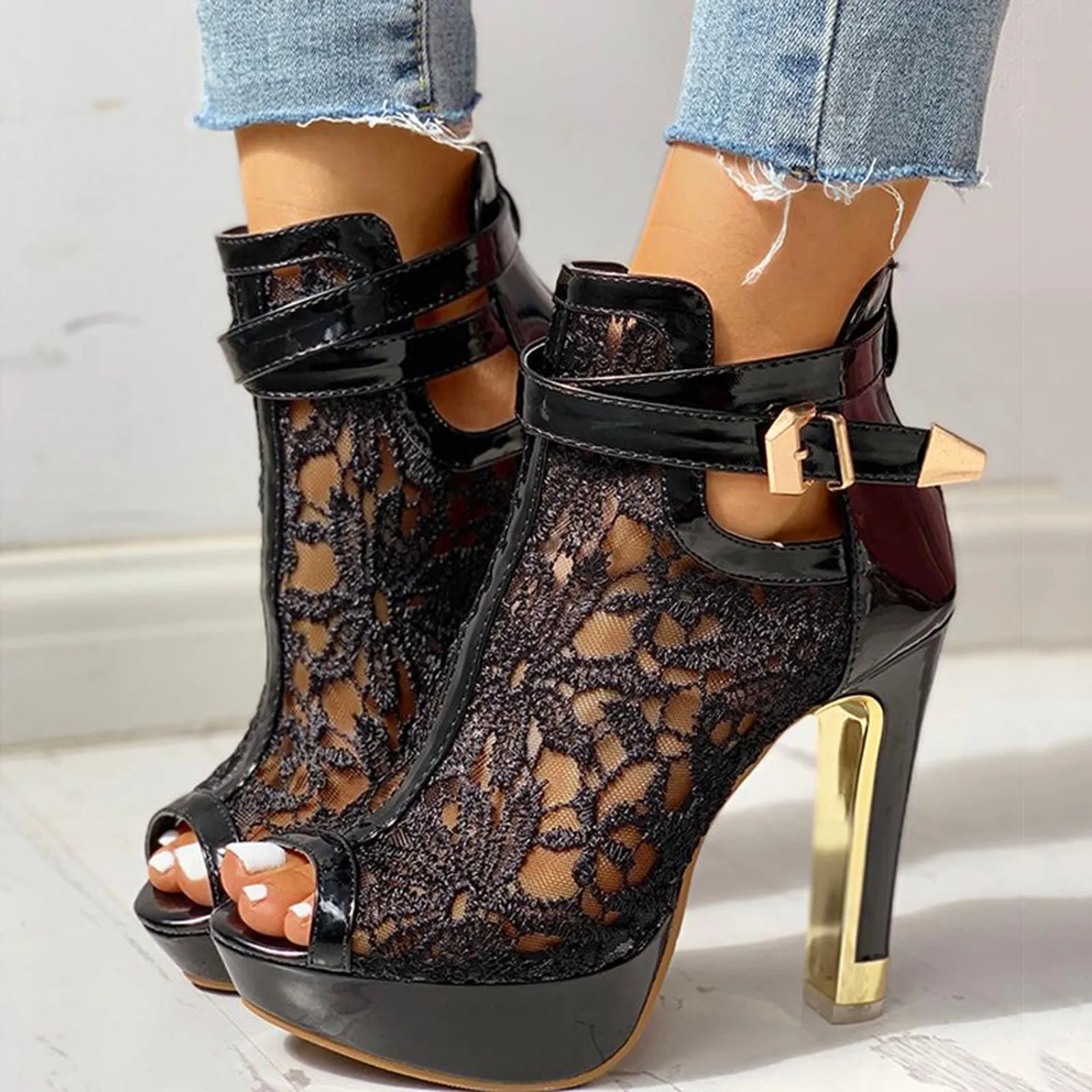 Estelle Mesh Bloom Heels