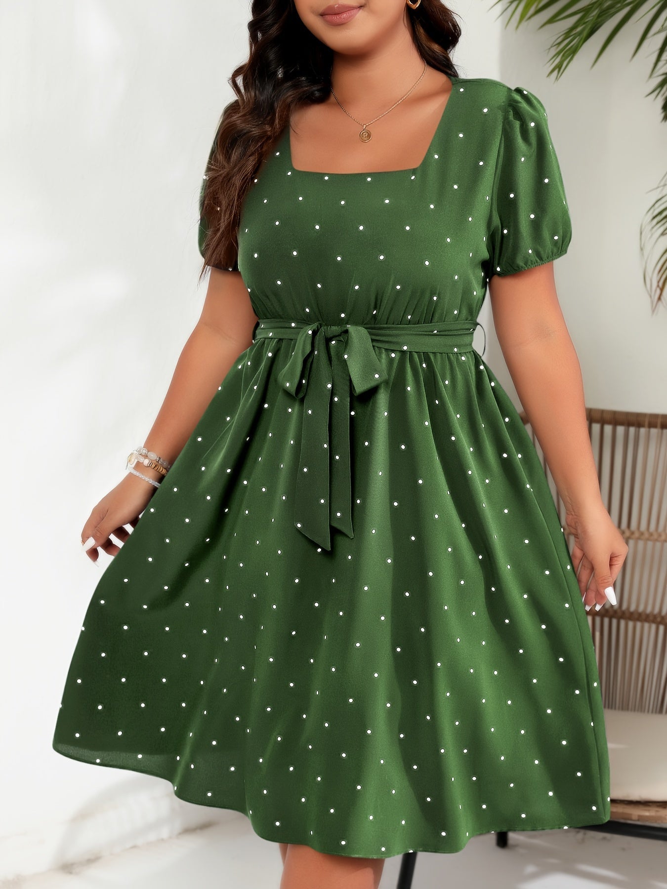 Maya | Chic Plus Size Polka Dot Print Dress