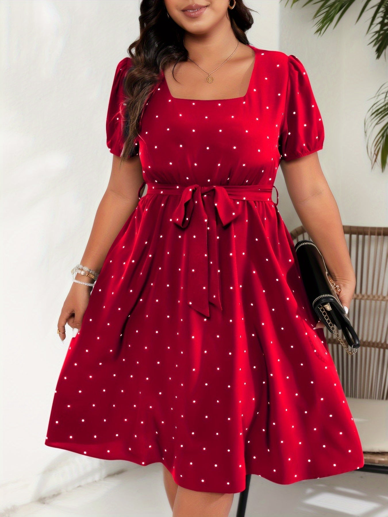 Maya | Chic Plus Size Polka Dot Print Dress