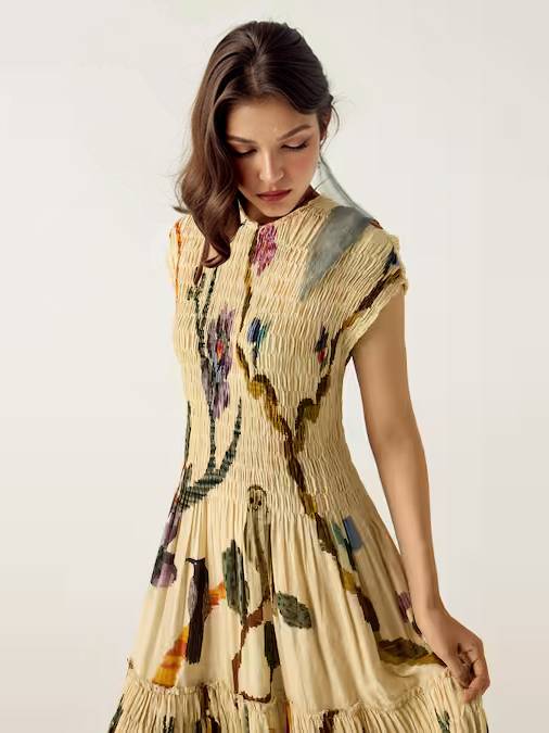 Poco Pleated Print Maxi Dress