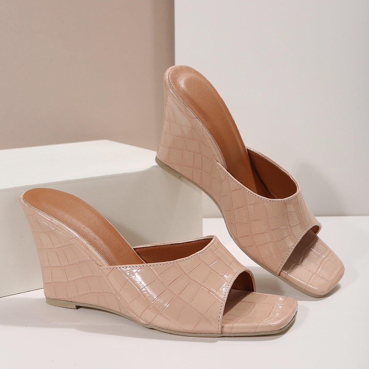 Monroe Faux Snake Leather Wedges