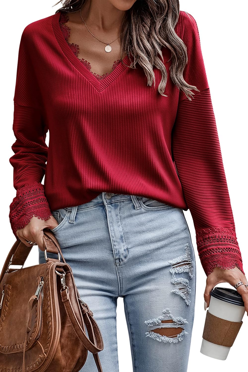 Nina - Stylish V-Neck Long-Sleeved Sweater