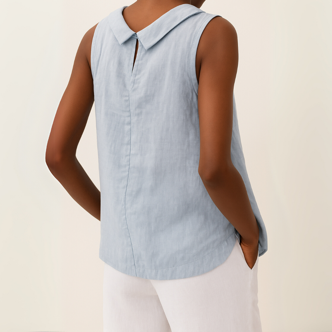 Maria | Sleeveless Roll Collar Top