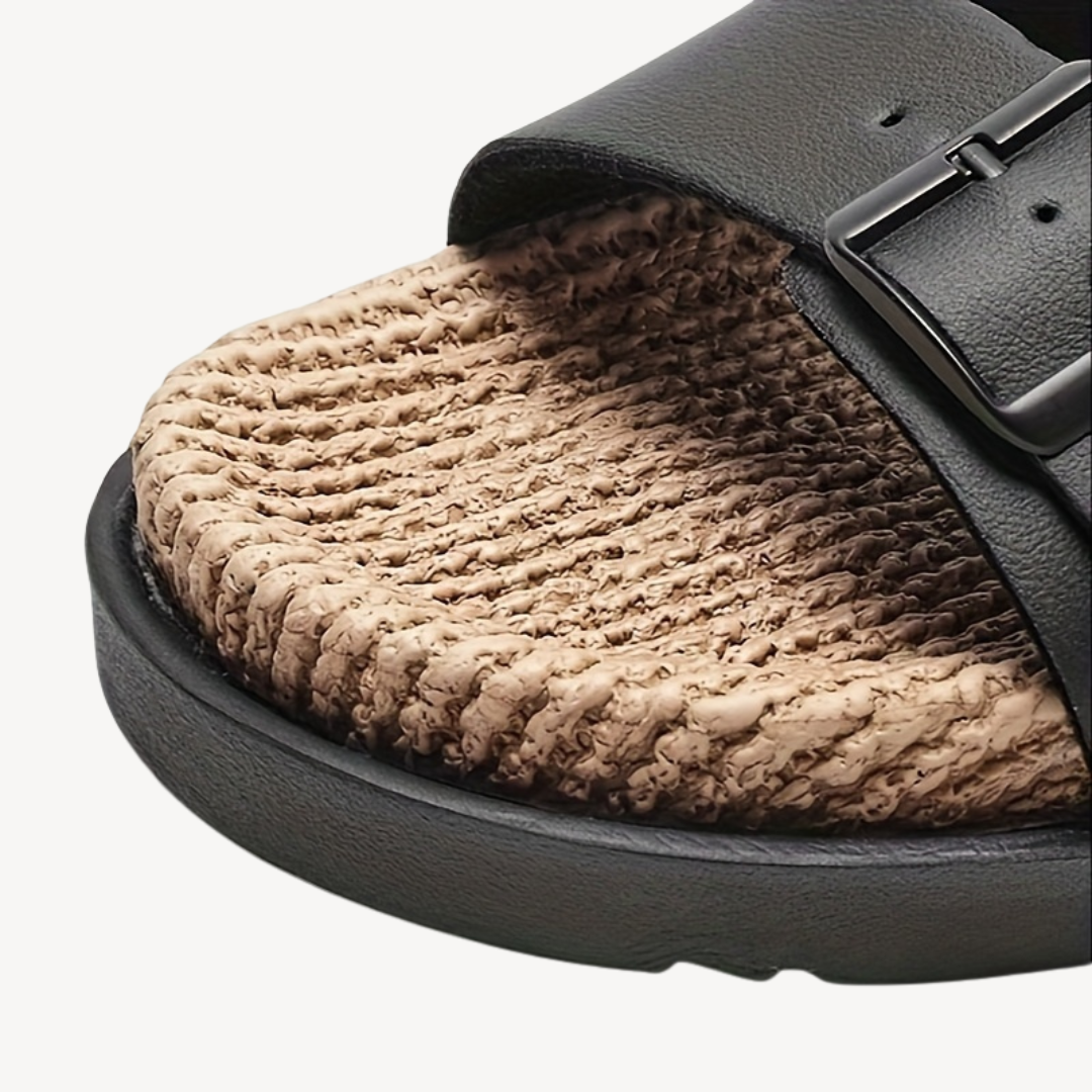 Drako Buckle Faux Suede Slides
