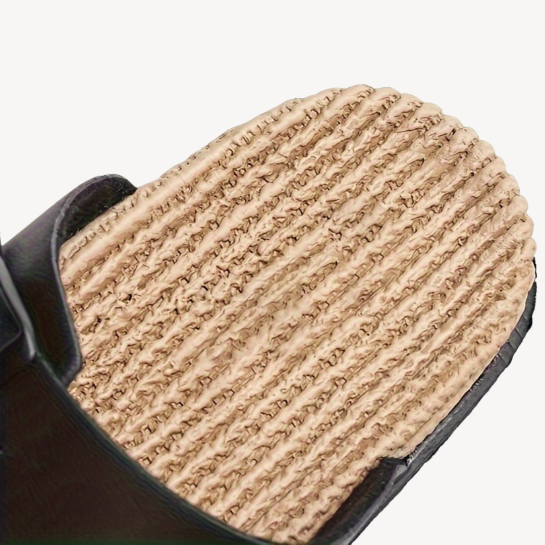 Drako Buckle Faux Suede Slides