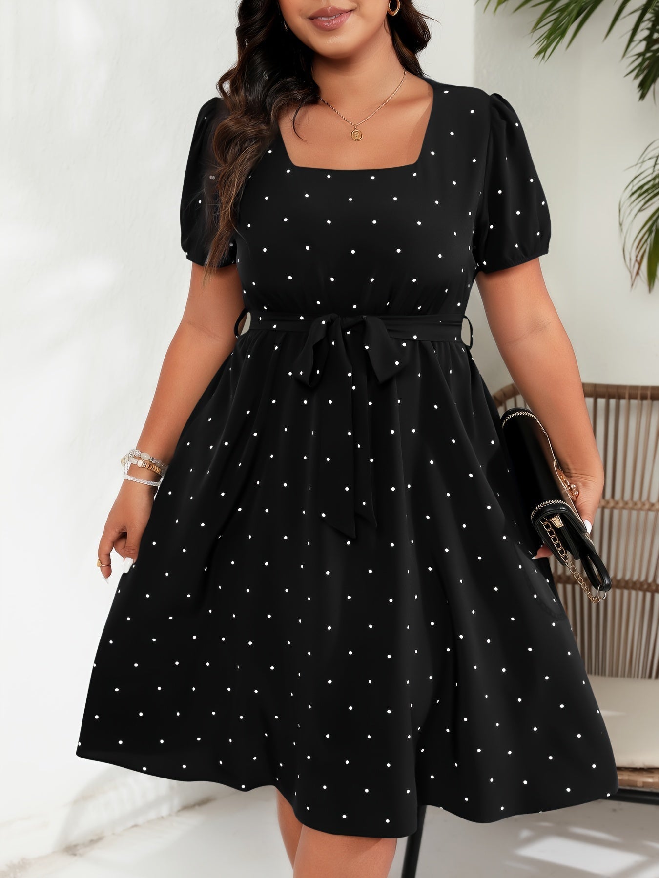 Maya | Chic Plus Size Polka Dot Print Dress