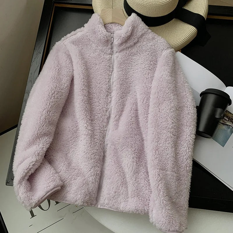 Riley - Cozy Teddy Coat With Zipper