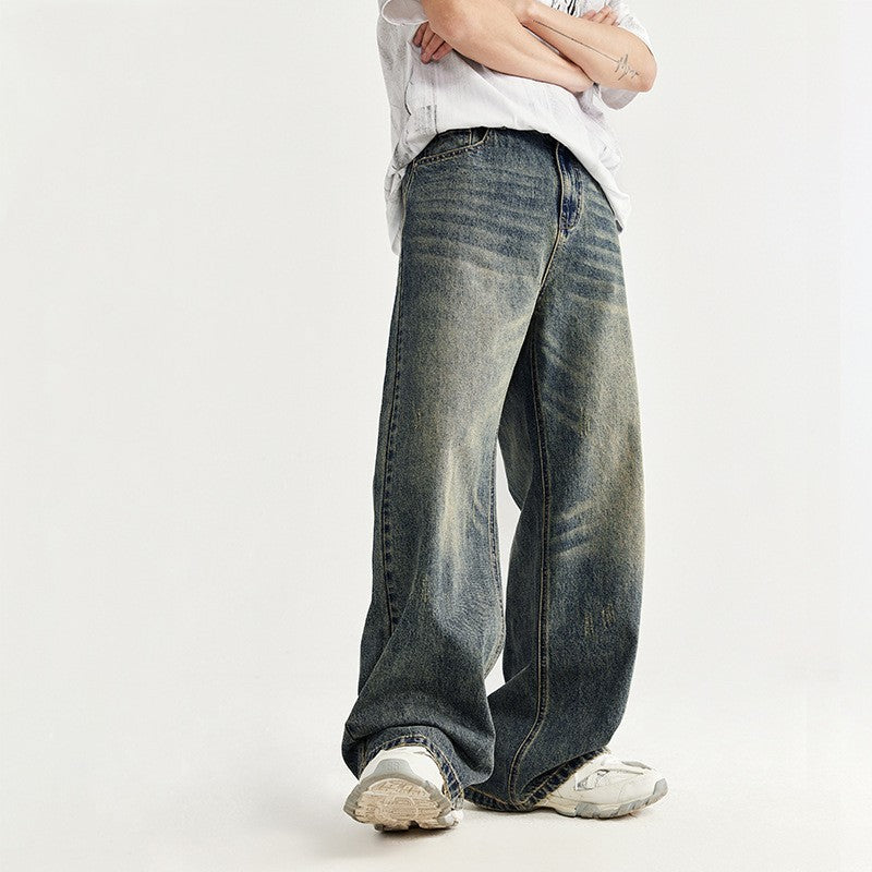 Wide Jeans - Retro Comfort & Distressed Style