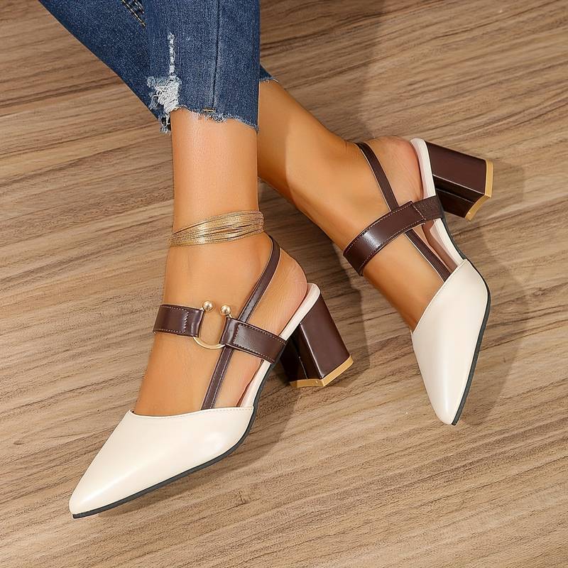 Women’s Block Heels – Stylish Pointed Toe Slingbacks