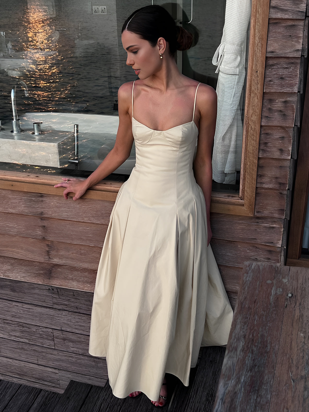 Athena Pleated Cami Long Dress