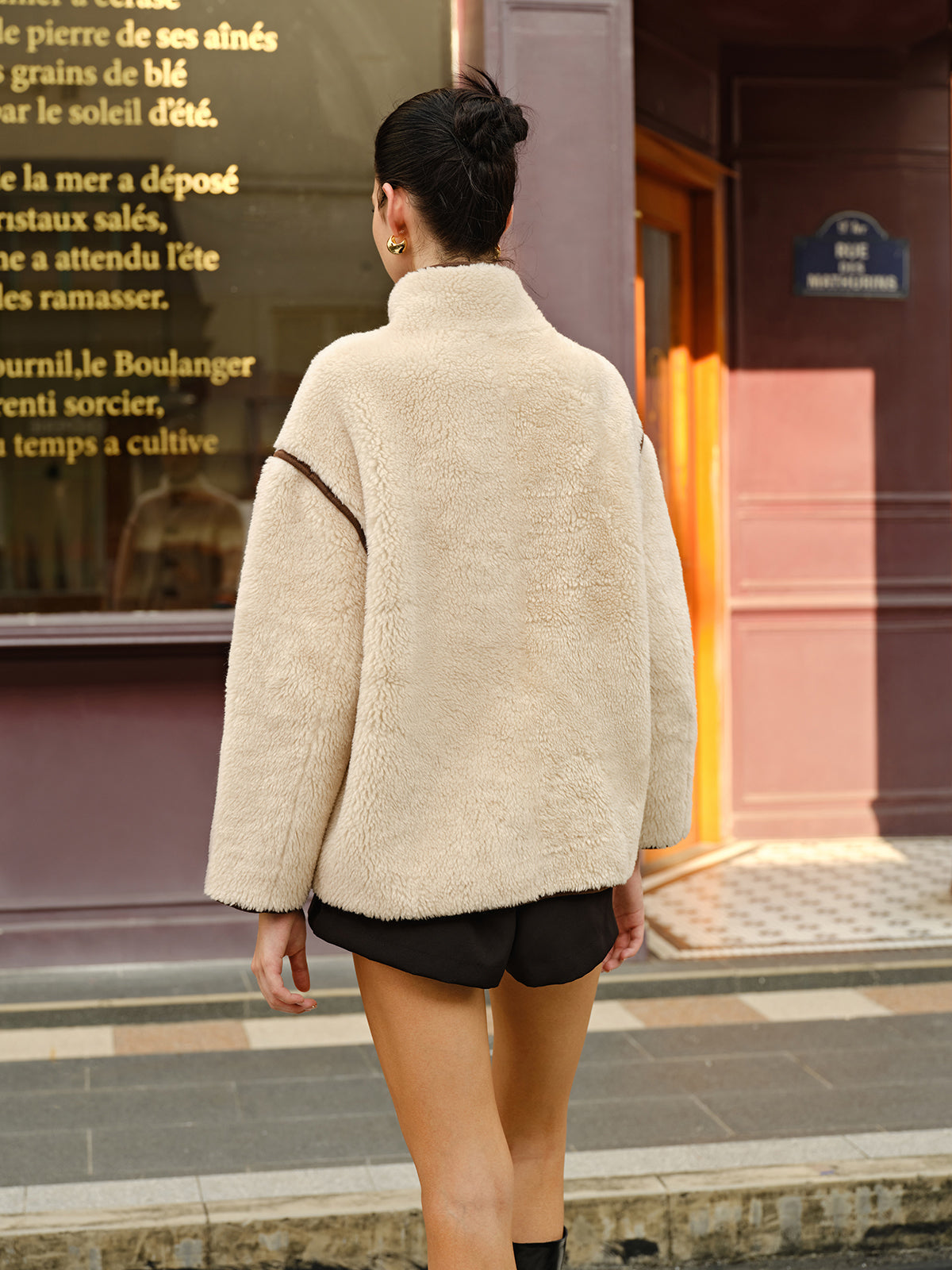 Zella - Stylish Contrast Piping Fleece Jacket