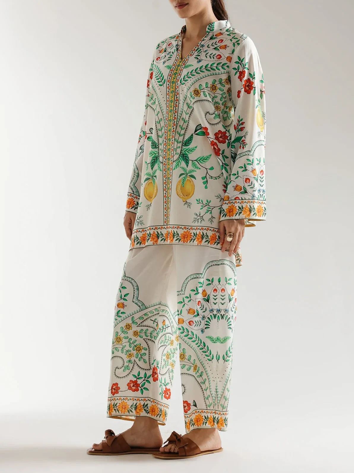 Fresh Botanical Prints Lemon-Hued Floral Co-ord Set