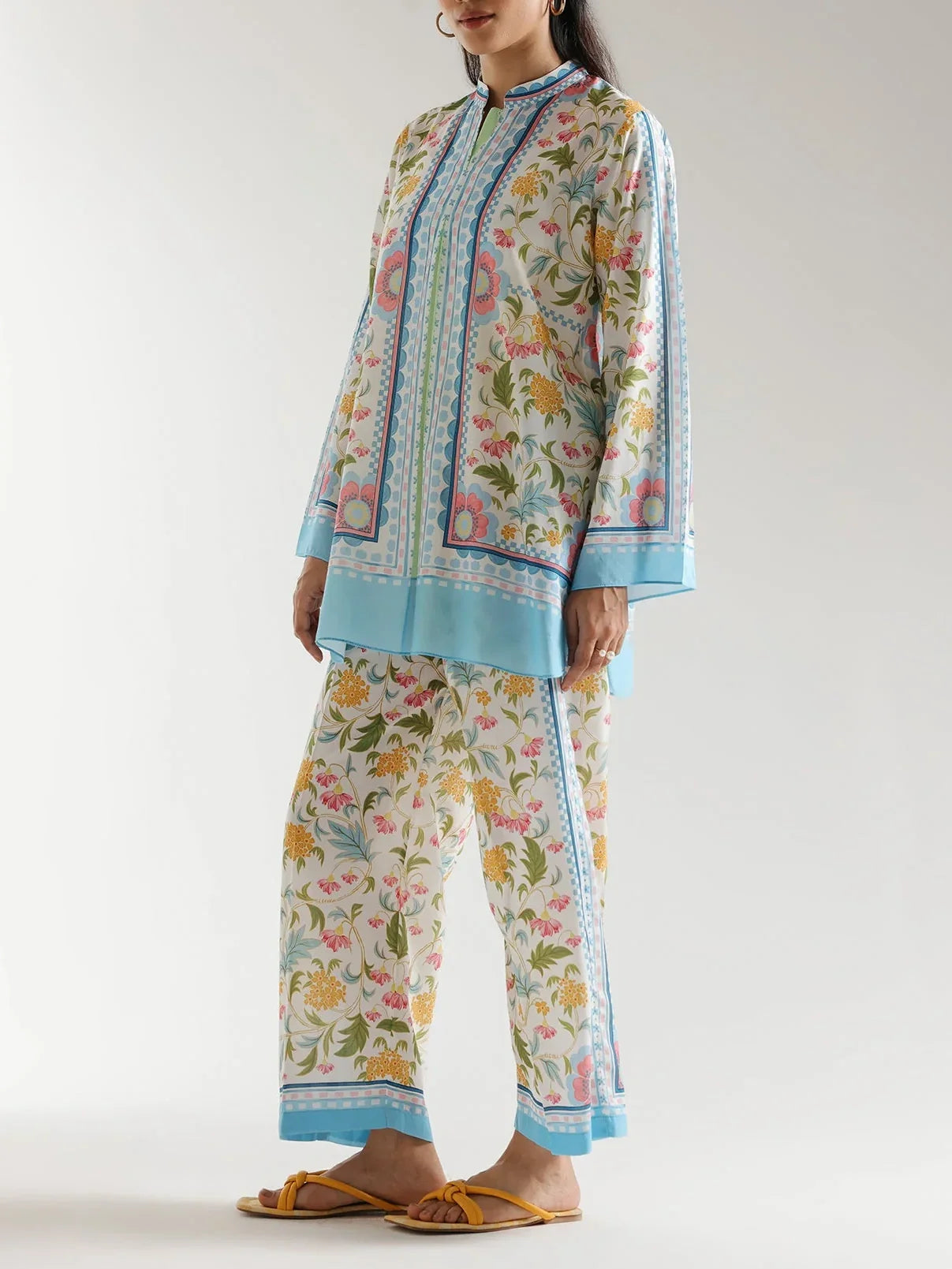 Sky Blue Accents Floral Breeze Co-ord Set