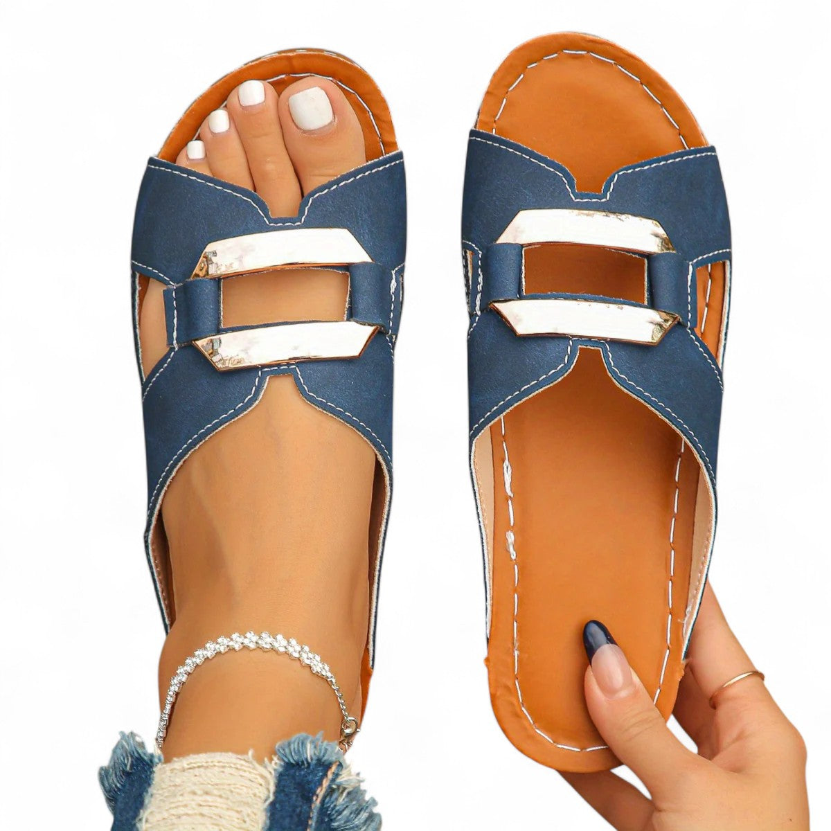 Capri Buckle Slide Sandals