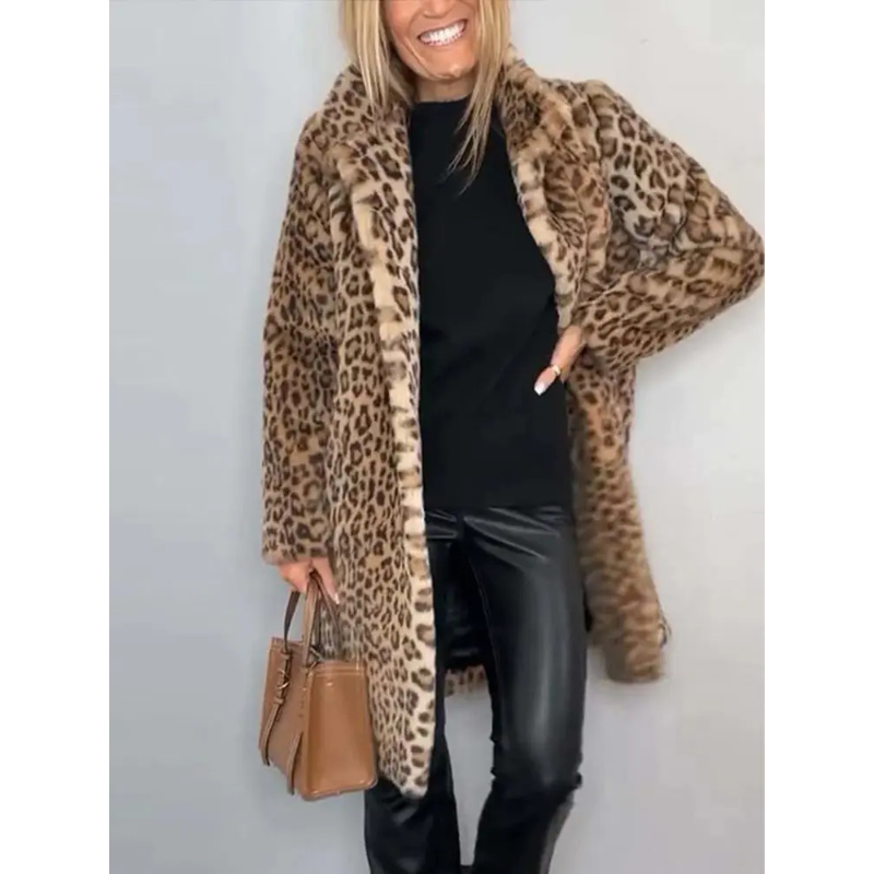 Reinna - Elegant Stylish Leopard Print Coat
