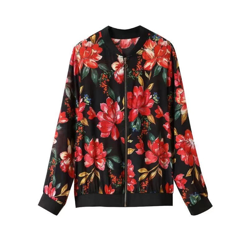 Empressa - Comfortable Floral Print Long Sleeve Jacket