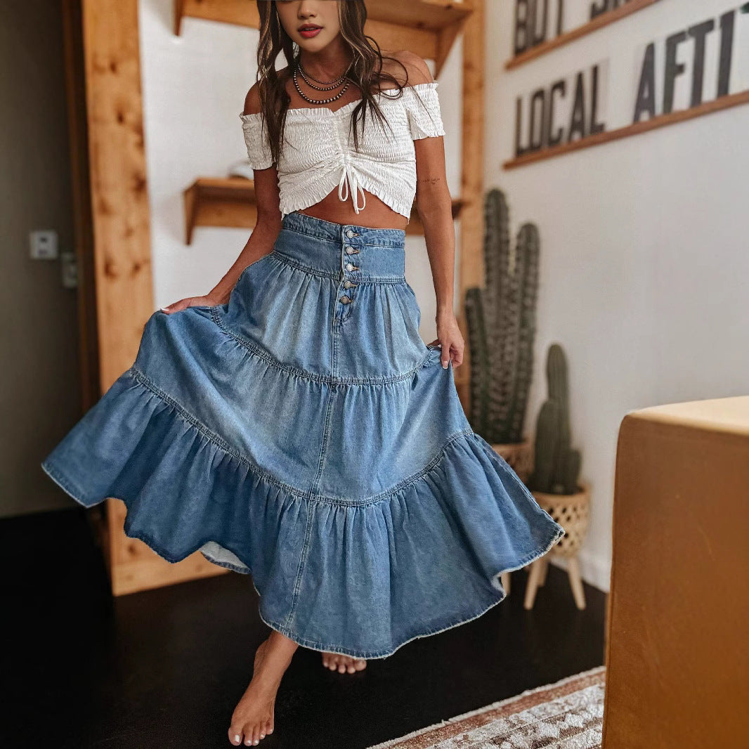 Destiny Denim Midi Skirt
