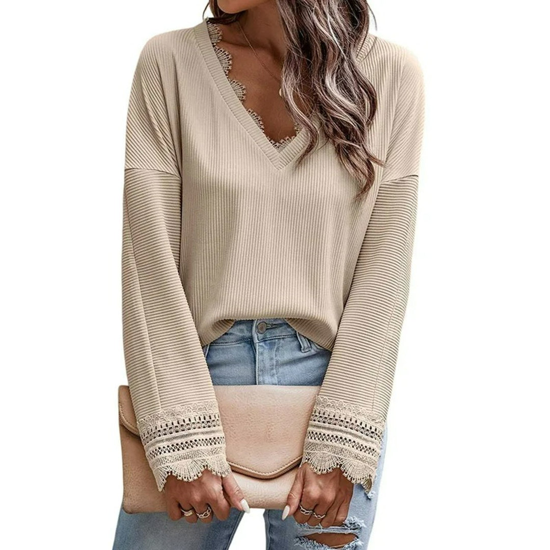 Nina - Stylish V-Neck Long-Sleeved Sweater