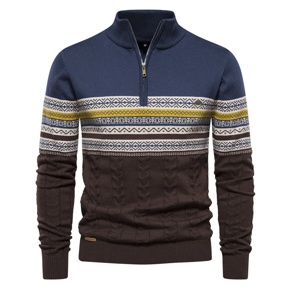 Harry - Stylish Fair Isle Half Zip Sweater