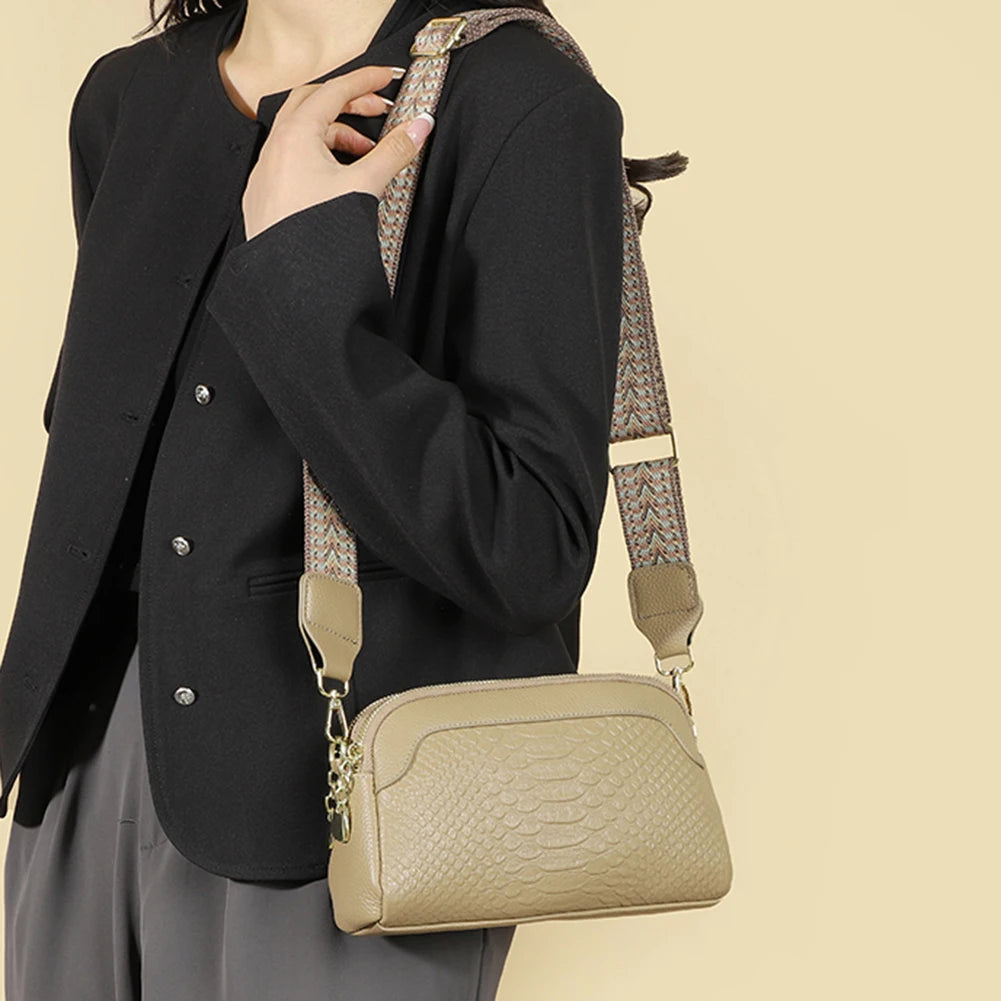 Olivia Elegant Allure | Croc-Pattern Mini Crossbody Bag