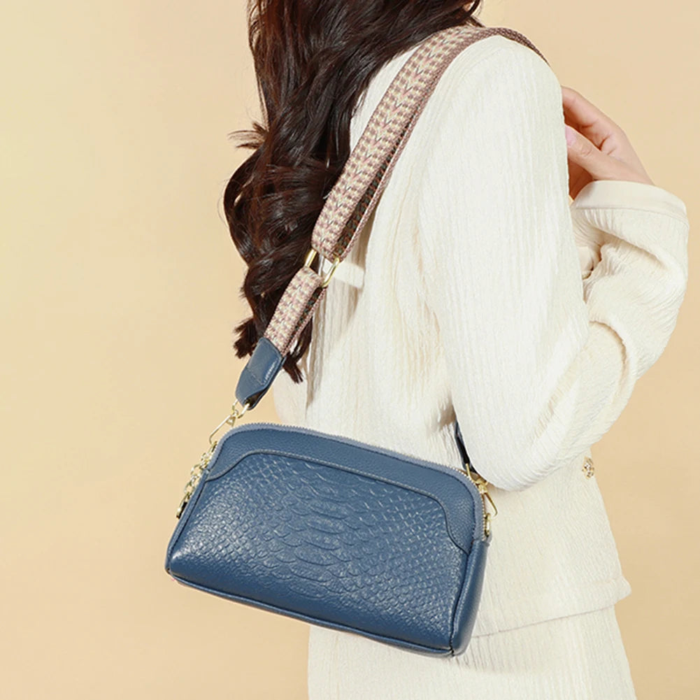Olivia Elegant Allure | Croc-Pattern Mini Crossbody Bag