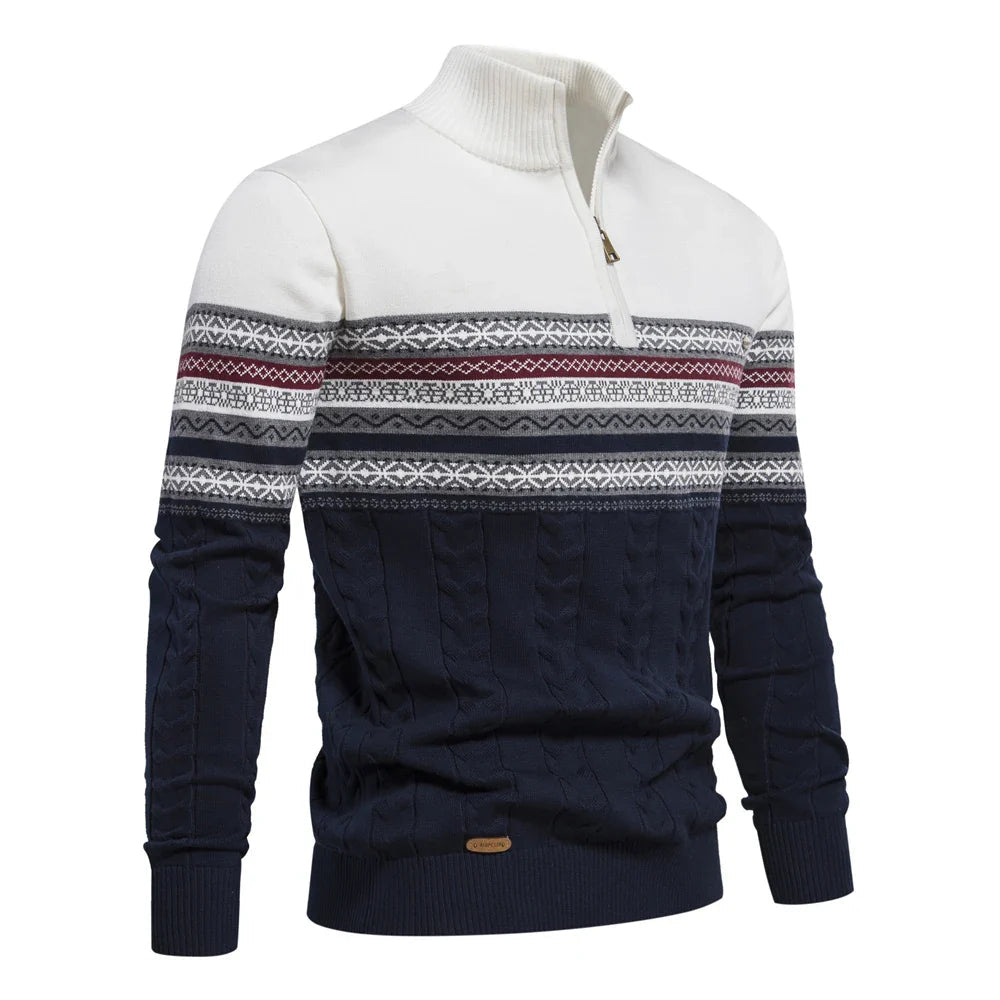 Harry - Stylish Fair Isle Half Zip Sweater