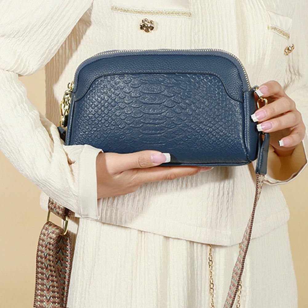 Olivia Elegant Allure | Croc-Pattern Mini Crossbody Bag