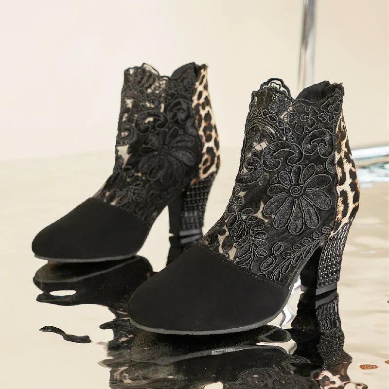Heloise | Elegant Lacy High Heels Mesh Boots