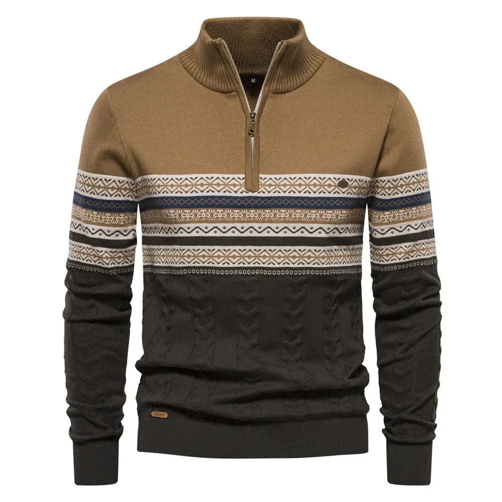 Harry - Stylish Fair Isle Half Zip Sweater