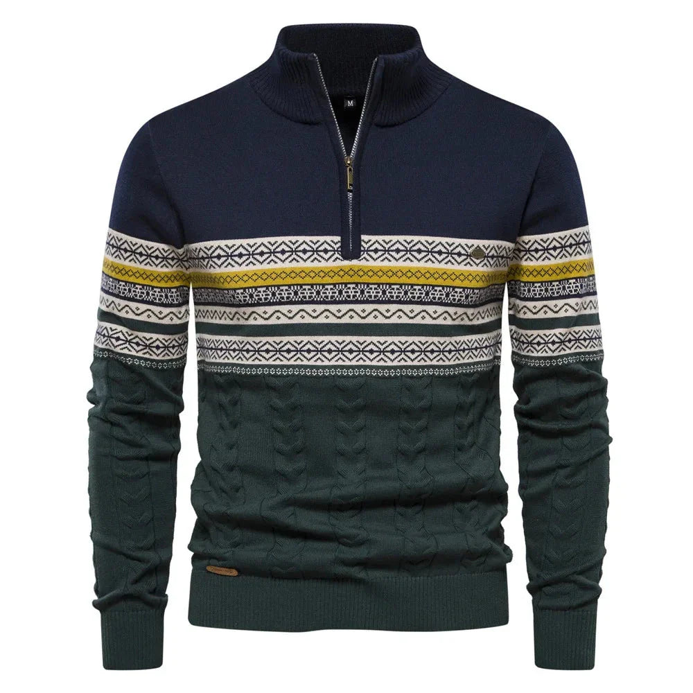 Harry - Stylish Fair Isle Half Zip Sweater