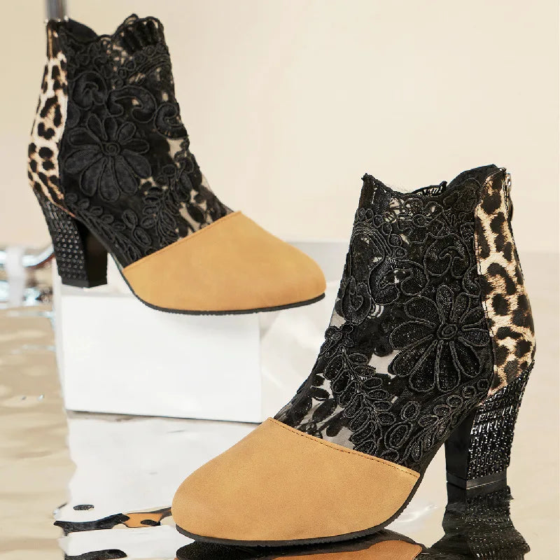 Heloise | Elegant Lacy High Heels Mesh Boots