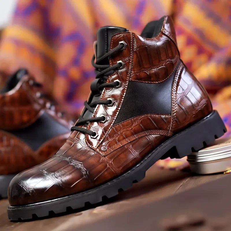 Isaac - Stylish Crocodile Chelsea Boots