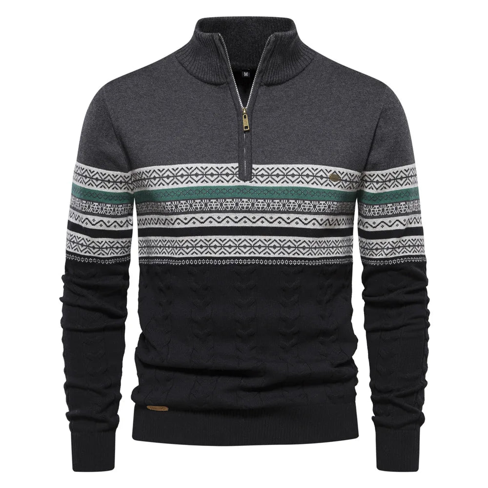 Harry - Stylish Fair Isle Half Zip Sweater