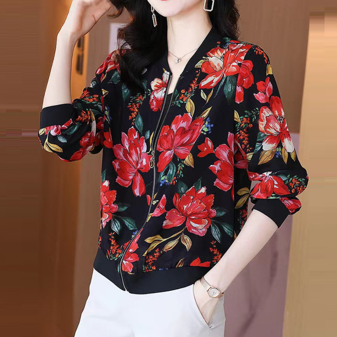 Empressa - Comfortable Floral Print Long Sleeve Jacket