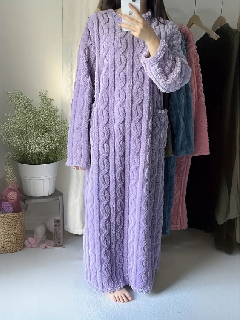 Abigail - Jacquard Soft Fleece Winter Dress